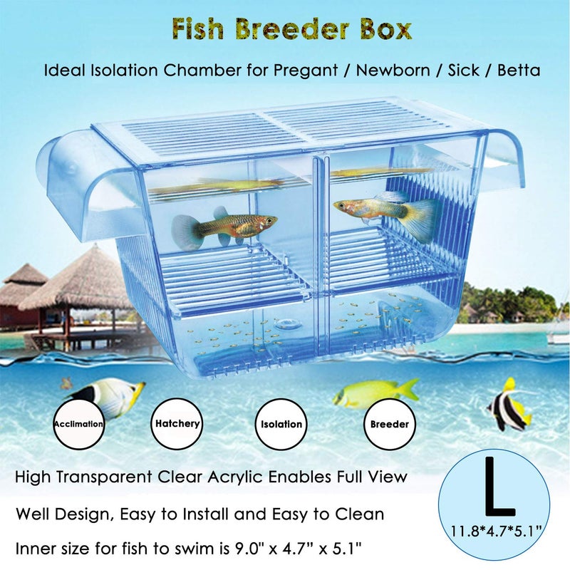 capetsma Fish Breeder Box Fish Hatchery Floating Fish Breeding Box with Removable Grating Perfect Fish Tank Divider for Agreesive Injured Pregnant Fishes - Image 1